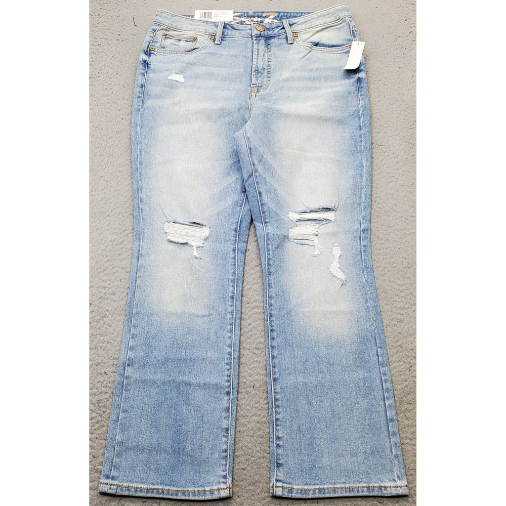 Seven7 Fashion Jeans Womens 8 Blue Denim Faded Light Wash Distressed High Rise